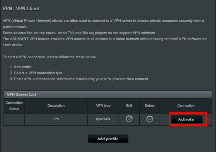 Click Activate to Configure CyberGhost VPN to your home router and to your LG TV