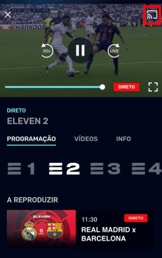 Click on the Cast icon and stream Eleven Sports on LG TV