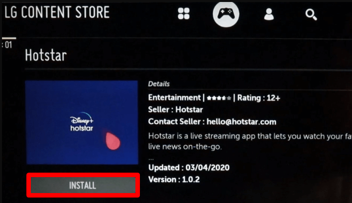 Tap on Install button and get Disney + Hotstar on LG Smart TV