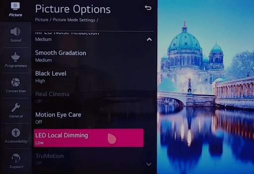 Disable LED Local Dimming feature on your LG TV