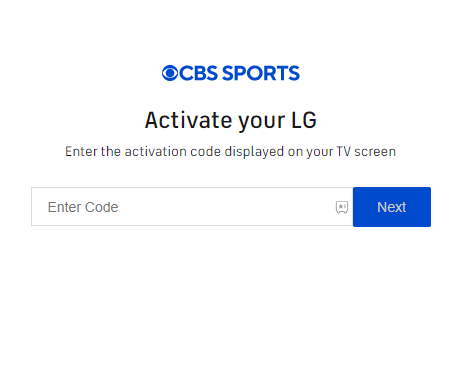 Enter the code and activate CBS Sports on LG TV