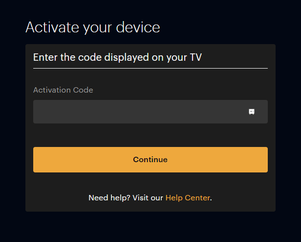 Enter the code and activate Curiosity Stream app on LG TV