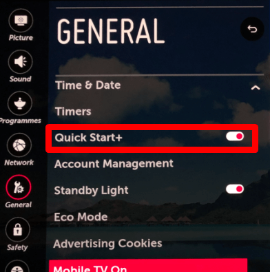 Turn off Quick Start+ feature