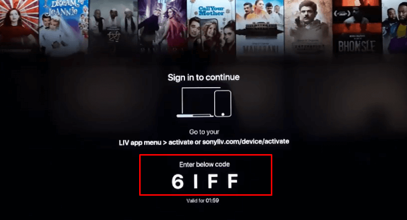 SonyLIV on LG TV - Note the Activation Code