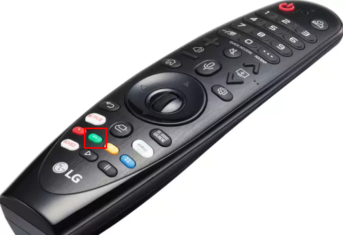 Press the Green button on LG TV remote 