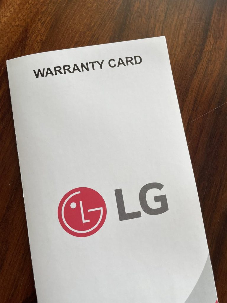 LG TV warranty card