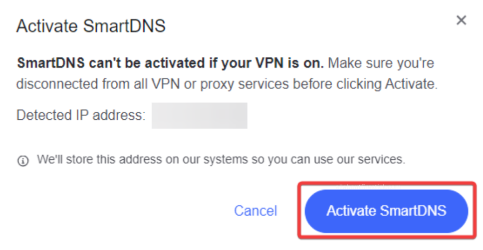 Click on Activate SmartDNS