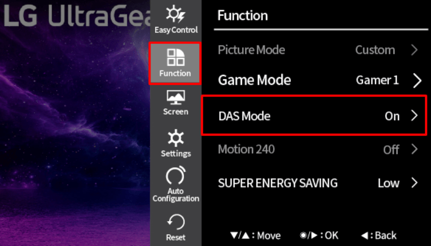 LG Monitor DAS Mode - Select On 