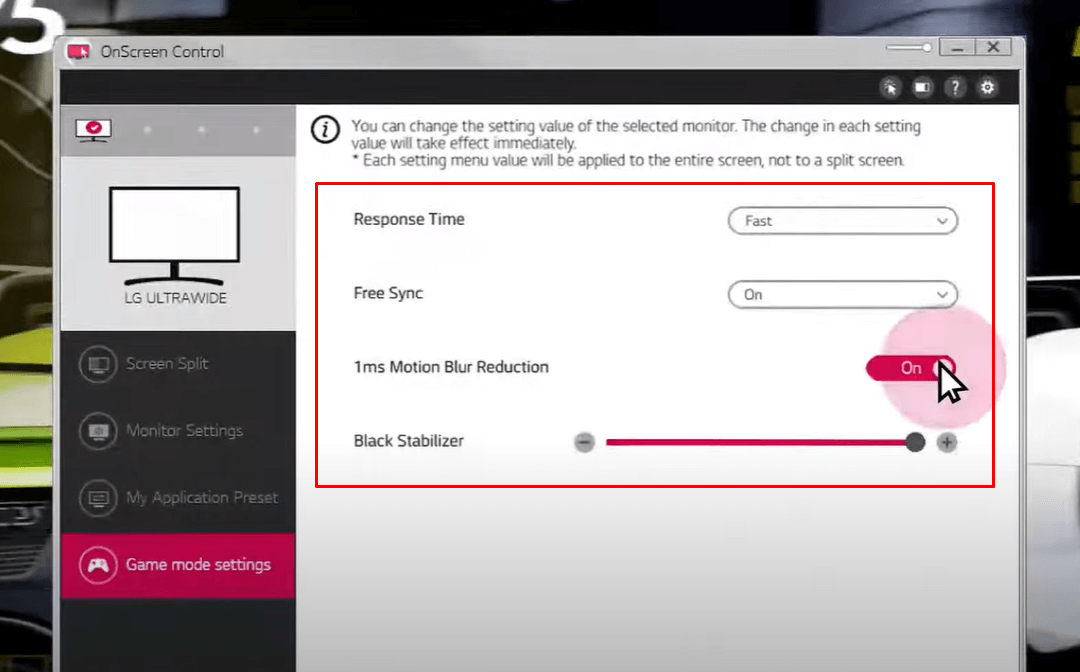 LG Monitor Game Mode - Adjust the setting via OnScreen Control