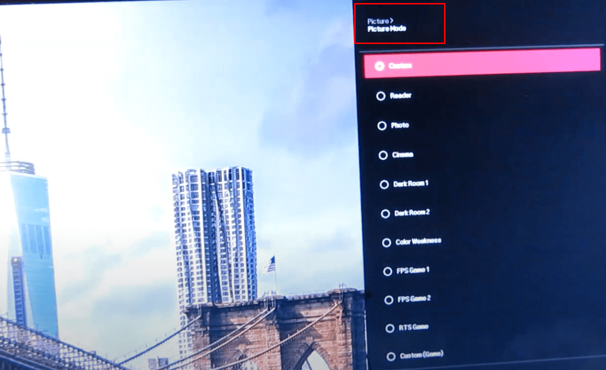 LG Monitor Picture Settings - Picture Mode