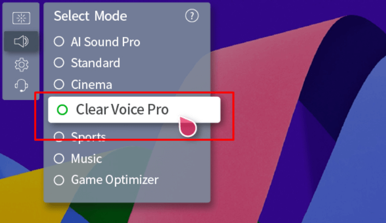 Clear Voice LG TV - Enable the option