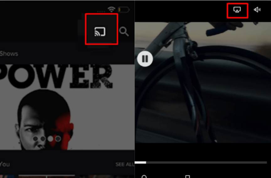 Select Cast or AirPlay icon