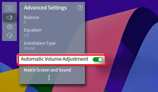 LG TV Auto Volume - Enable the option