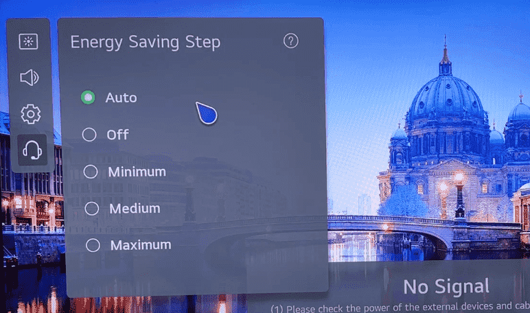 Enable Energy Saving Mode on LG TV to reduce eye strain