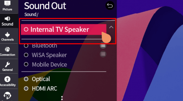 Sound Out on LG TV - Choose the outtput