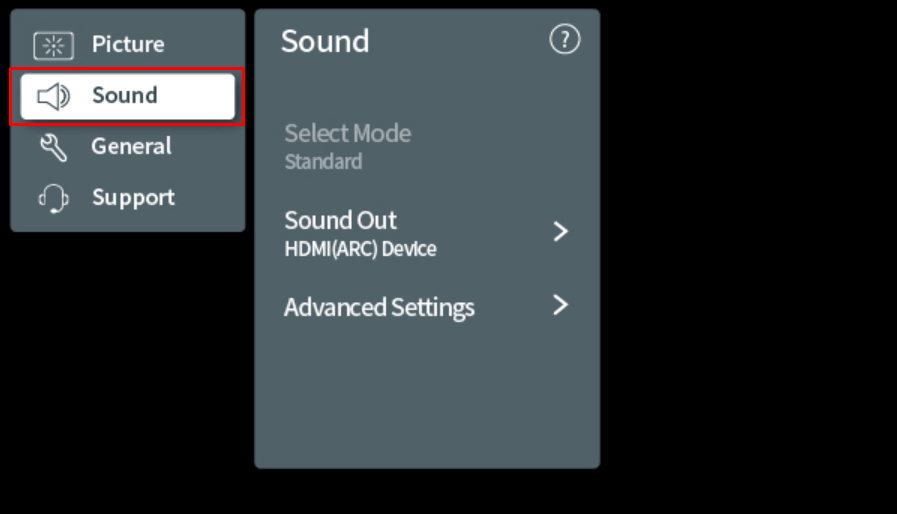 Sound Out on LG TV - Select Sound