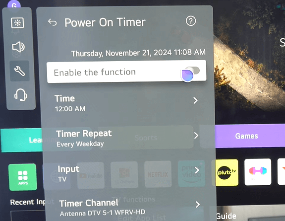 Tap on Enable This Function toggle to enable LG TV Alarm Clock feature