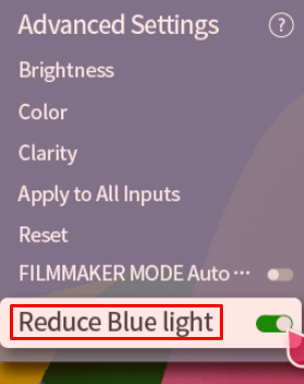 LG TV Blue Tint - Select Reduce Blue Light