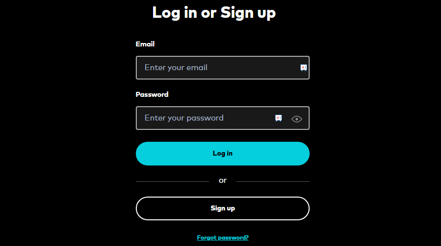 Enter username and password on the Optus Sport website